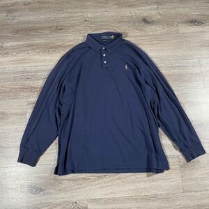 Polo‎ Ralph Lauren Men's Polo Shirt Long Sleeve Preppy Casual Office XXL Blue